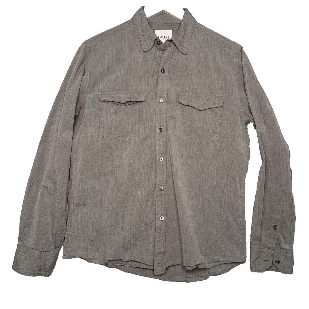 Batch Long Sleeve Mens Button Down Shirt Medium Gray